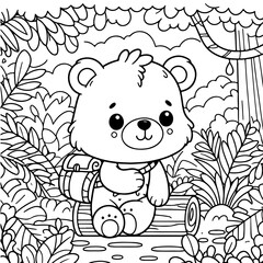 baby bear in the forest coloring book for kids