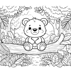 baby bear in the forest coloring book for kids