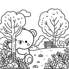 baby bear in the forest coloring book for kids