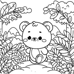 baby bear in the forest coloring book for kids