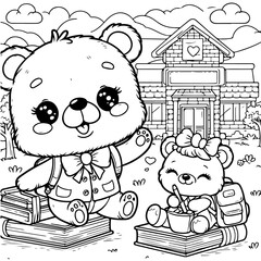 baby bear in the forest coloring book for kids