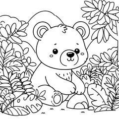 baby bear in the forest coloring book for kids