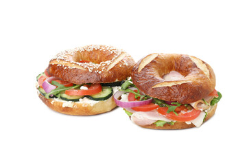 PNG, Bagel sandwich, isolated on white background