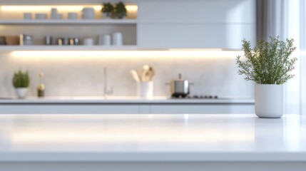 Modern Kitchen Countertop with Plant