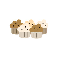 Muffin Cupcakes snack. Dessert, bakery, cooking concepts. Flat vector design isolated illustration.