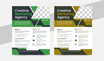 a bundle of 2 templates of different colors a4 flyer template,modern business flyer template,geometric business flyer,editable vector template design