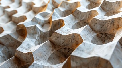 Abstract close-up of textured hexagonal pattern in cream color