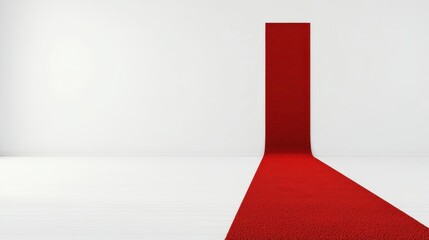 Red Carpet in Empty White Room  Minimalist Interior Design