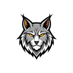 Lynx head vector logo template on white background. Vector illustration.
