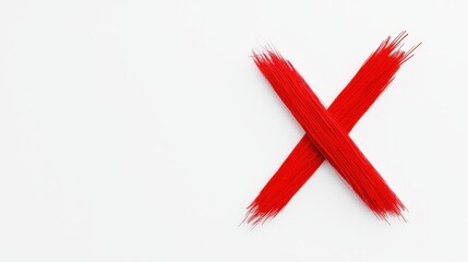 Red X Mark Made From Brush Strokes on White Background