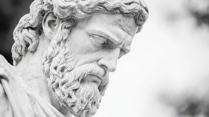 Obraz premium Close Up of a Stone Statue Face Greek Sculpture Ancient Art