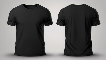 Blank black clean t-shirt mockup isolated in front and back views 3D rendering