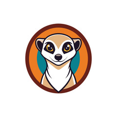 Cute meerkat vector logo design template. Surprised meerkat in circle.