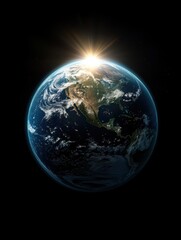 Fototapeta premium Earth From Space With Sunrise