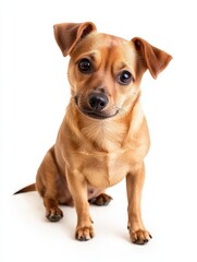 Small brown dog sitting and looking at the camera