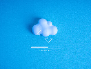 Cloud computing infrastructure technology, data system storage service concept. Upload and download...