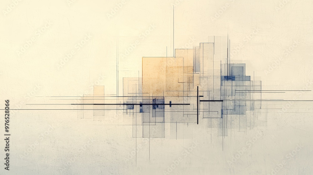 Poster abstract geometric pattern with lines and shapes on textured background