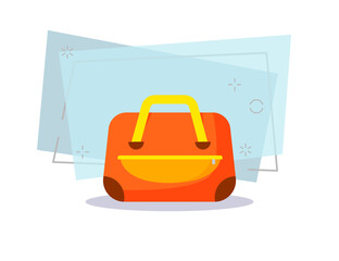 Orange sports or travel bag illustration. Package, travelling, trip. Tourism concept. Vector illustration can be used for topics like baggage, luggage