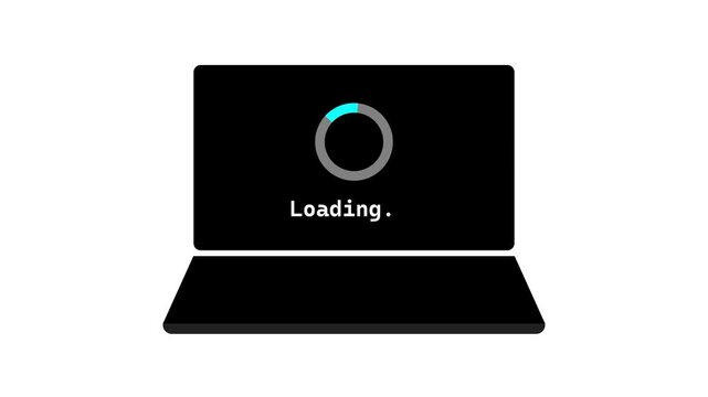 Loading bar, processing bar icon animation with a Laptop. 