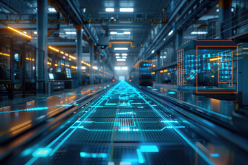 Fototapeta premium The robotic arm production line in modern factories