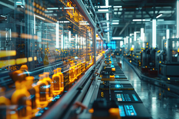 The robotic arm production line in modern factories