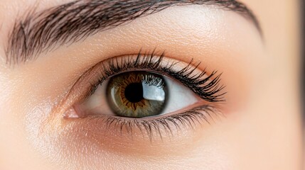 Naklejka premium Closeup of Beautiful Hazel Eye with Long Eyelashes