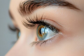 Fototapeta premium Macro Studio Expression Shot Of Woman's Eye With Close Up On Eyelashes And Pupil , ai