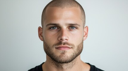 Obraz premium Portrait of a Young Man with Short Hair and a Beard