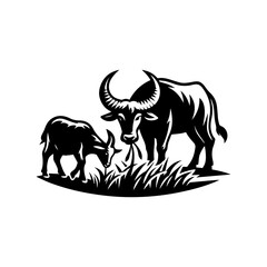 logo of cow and goat eating grass