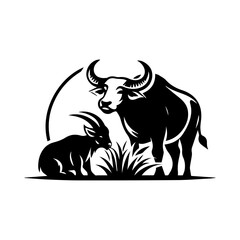 logo of cow and goat eating grass