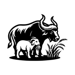 logo of cow and goat eating grass