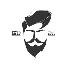 Masculine Man Face Logo design. Suitable for barber shop. Vector illustration