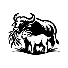 logo of cow and goat eating grass