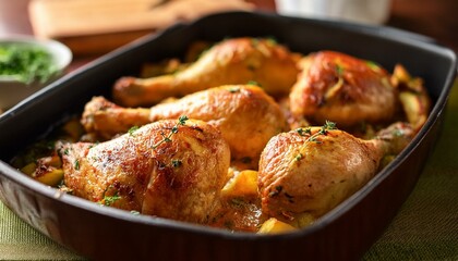 Fototapeta premium legs with potatoes Grodan Ramsey chicken bake recipes testy and healthy