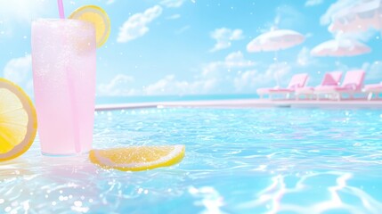 Obraz premium Refreshing Summer Cocktail by the Pool