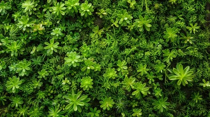 Fototapeta premium Green Succulent and Moss Wall Texture