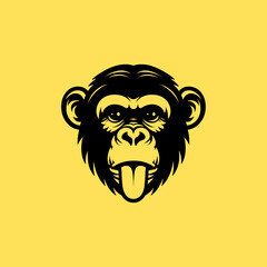 chimpanzee tongue out mock funny happy logo