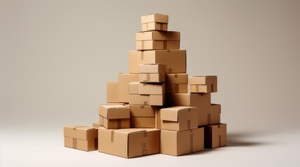 Stack of cardboard boxes on a white background.
