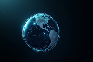 Abstract  of planet Earth representing global connection, technology, communication, data flow and network.
