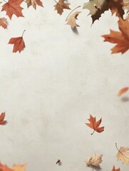 Elegant Autumn-Themed Background with Scattered Leaves and Warm Colors for Seasonal Promotions