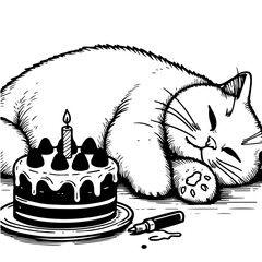 Lazy Cat Activity Illustration Coloring Book 