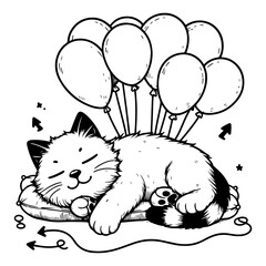 Lazy Cat Activity Illustration Coloring Book 