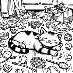 Lazy Cat Activity Illustration Coloring Book 