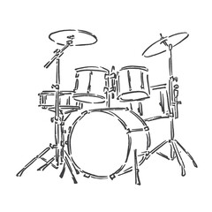 sketch of a vector illustration of a drum musical instrument