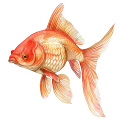 Vibrant Goldfish with Beautiful Fins Swimming Gracefully.