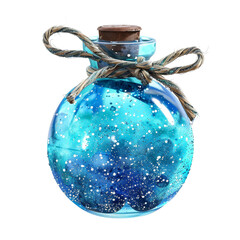 Decorative Glass Bottle Filled with Shimmering Blue Glitter.