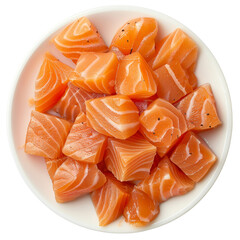 Fresh Salmon Cubes Ready for Culinary Preparation and Enjoyment