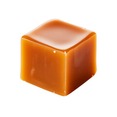 Smooth Caramel Candy Cube with Glossy Surface and Rich Coloration