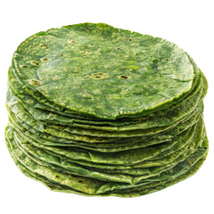 Stacked Green Tortillas Made from Spinach and Other Ingredients