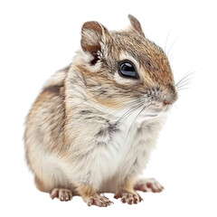 Cute Small Rodent with Brown Fur Sitting in Profile Position.